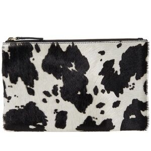 HOBO Take Cow Print Black & White Clutch Bag Purse One Size